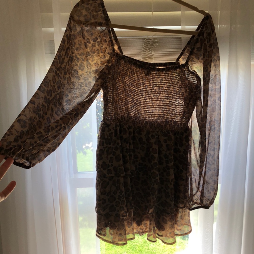 Express Cheetah long sleeve romper